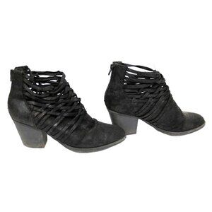 SM New York Black Strappy Bootie sz 10 Braided Heels Casual Simple Workwear